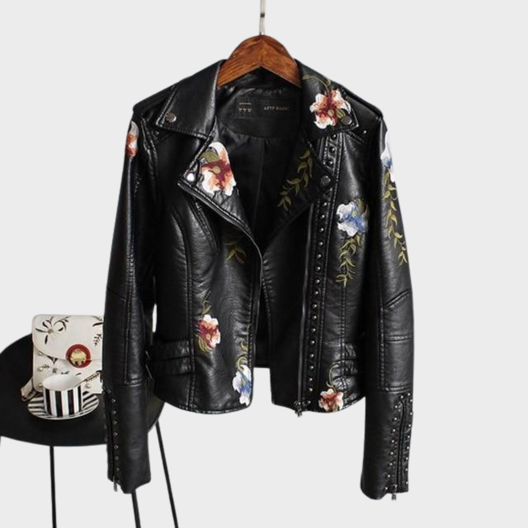 Hayden Ella | Stylish Embroidered Leather Jacket