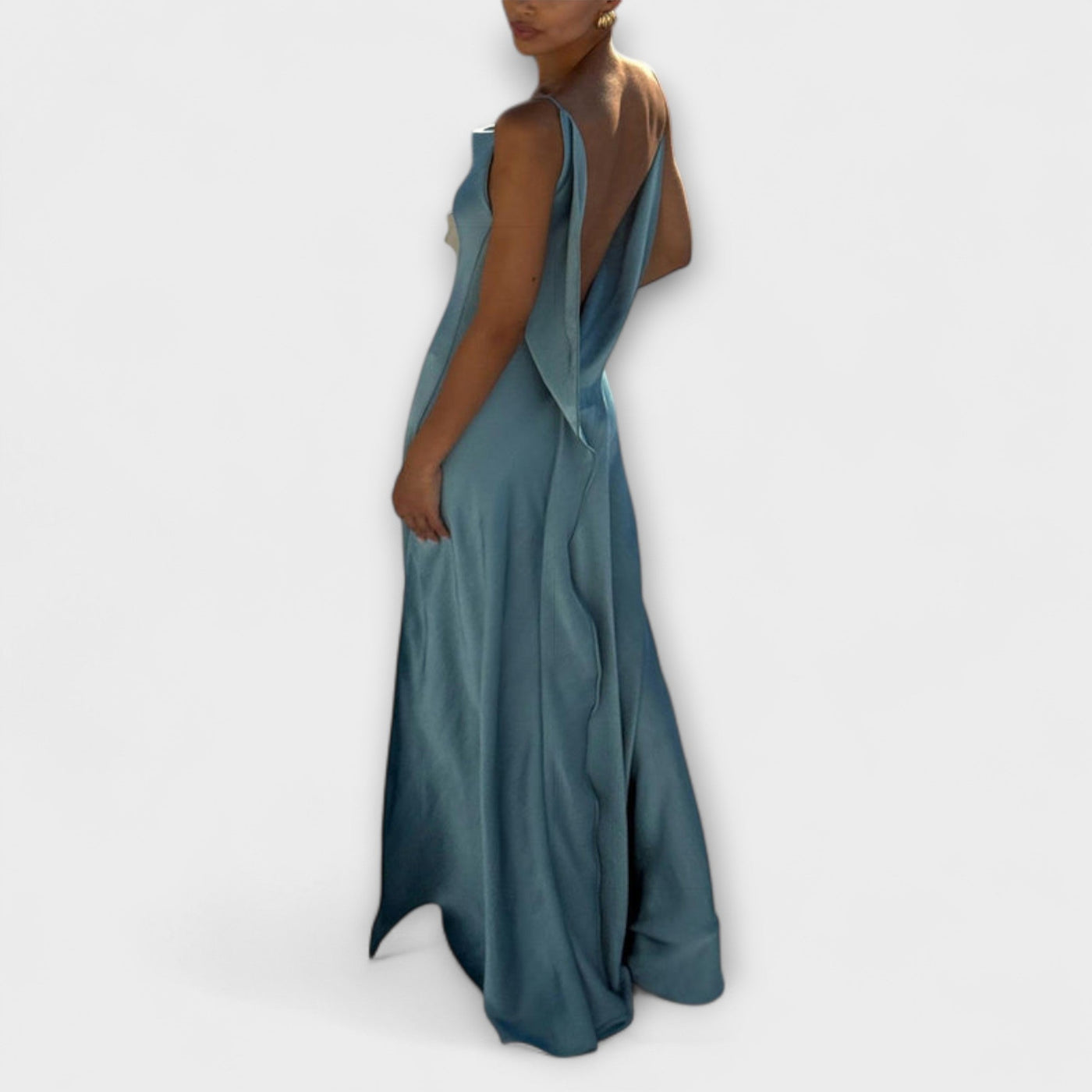 Hallie - Chic Satin Maxi Dress with High Slit