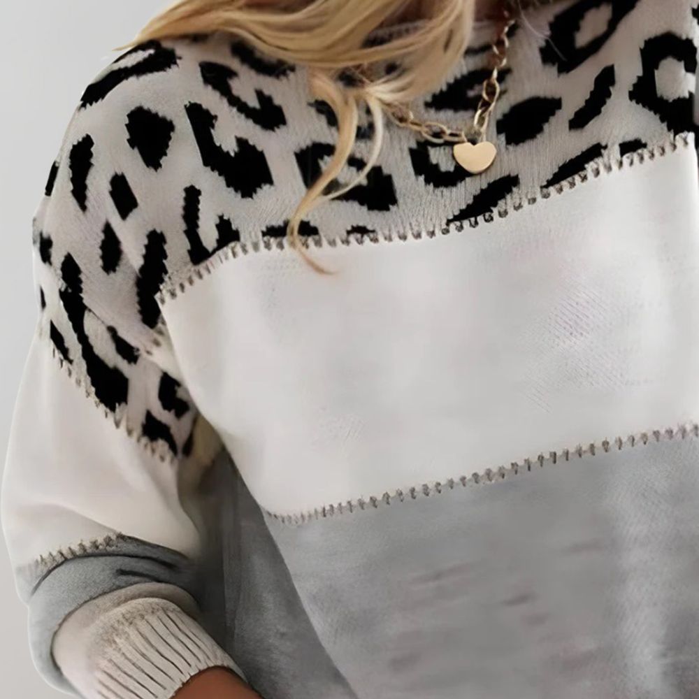 Talia | Leopard Accent Knit Sweater