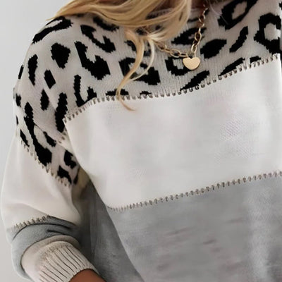 Talia | Leopard Accent Knit Sweater