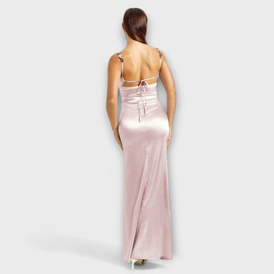 Eira - Embellished Satin Dress with Back Lacing