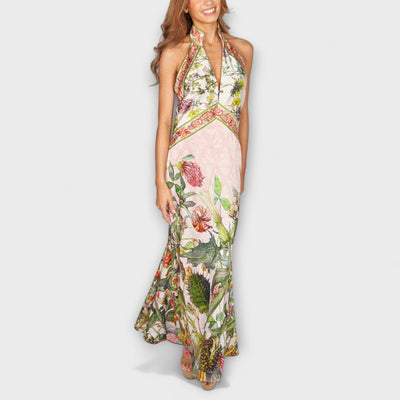 Ayla - Floral Pattern Sleeveless Open Back Maxi Dress