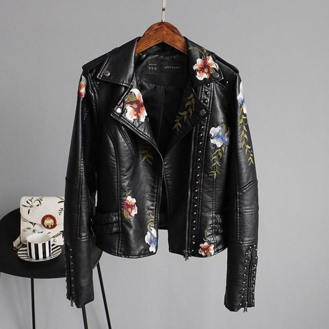 Hayden Ella | Stylish Embroidered Leather Jacket