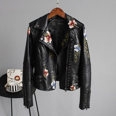 Hayden Ella | Stylish Embroidered Leather Jacket